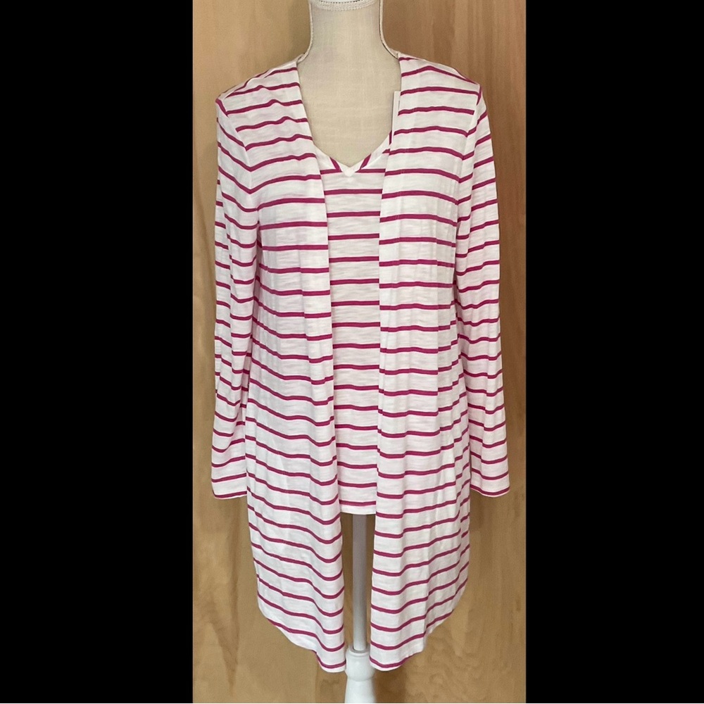 Chico's Ultimate V-Neck Tank & Matching Knit Cardigan Stripe - NWT